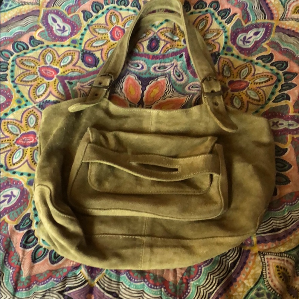 Olive green suede purse